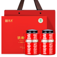 贡苑 茶叶绿色食品 铁观音乌龙茶兰花香型安溪正宗特级铁观音茶陶瓷罐装高档礼盒中秋节日送礼220克