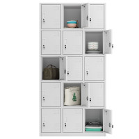 楚丰 钢制更衣储物柜 铁皮柜员工储物柜带锁宿舍存包柜寄存柜浴室换衣储物柜鞋子存放柜多门柜 十五门储物柜 GD