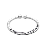BF璀尚珠宝 足银手镯 麻花复古时尚开口女士手链手镯 BFS0045