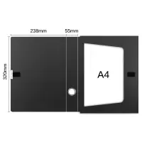 齐心档案盒A4资料盒文件整理盒收纳盒塑料文件盒文件夹 黑色 55mm单个装 EA1002-10