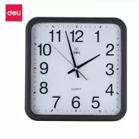 得力（deli）8832 钟表挂钟客厅方形创意时钟挂表简约现代家用家庭电子石英钟 12英寸(305*305mm) 无噪音