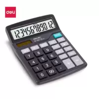 得力(deli)双电源轻便桌面计算器 12位大屏桌面计算机 黑色837