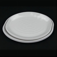 Caldicekris密胺盘子餐具圆形烧烤盘树脂胶塑料碟子圆盘商用大白色餐盘子9寸