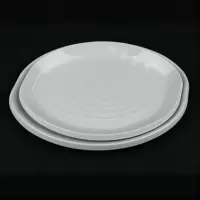 Caldicekris密胺盘子餐具圆形烧烤盘树脂胶塑料碟子圆盘商用大白色餐盘子9寸