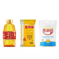 金龙鱼 米面油套装 胡姬花古法花生油5L+金龙鱼御品珍珠米5KG+香满园家庭适用小麦粉5KG