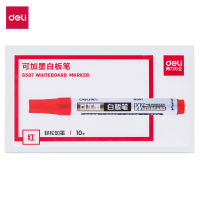 得力(deli) 可加墨白板笔 大头笔会议书写笔 展示板笔画板笔 水性可擦记号笔S507 红色10支/盒