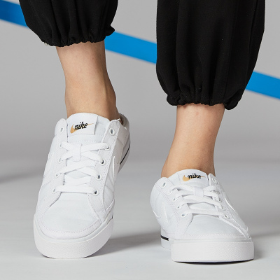 Nike耐克女鞋2021秋季新款一脚穿半拖半托白色帆布拖鞋DB3970-100