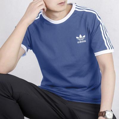 阿迪达斯三叶草短袖男2021夏季新款运动服蓝色圆领上衣T恤GN3501