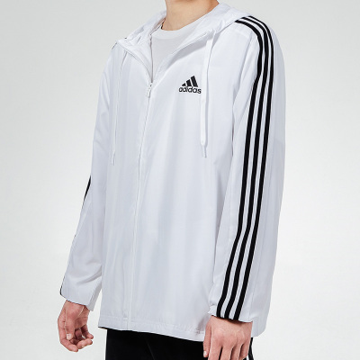 Adidas阿迪达斯夹克男2021秋季新款休闲防风衣白色运动外套H14625