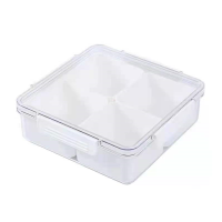 DP 干果盒密封带盖 分格瓜子干果盘糖果盒 白色