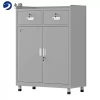 永格工具柜重型车间二斗双开门式五金柜铁皮储物柜多功能器材柜矮柜灰色加厚款工具柜