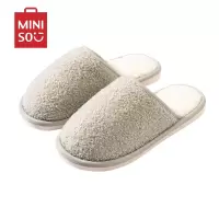 名创优品(miniso) 简约系列毛绒女士棉擦地拖鞋(绿色,37-38码)