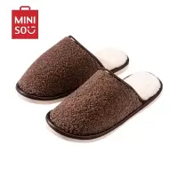 名创优品(miniso) 简约系列毛绒女士棉擦地拖鞋(棕色,41-42码)