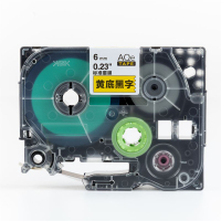 爱墨 AQe-611 标签带 6mm标签纸色带 适用兄弟标签机色带 6mm黄底黑字