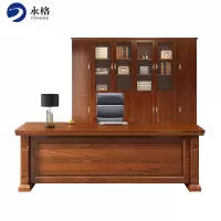 永格老板桌董事长办公桌油漆白蜡木经理桌实木大班台办公家具主管桌1.8米