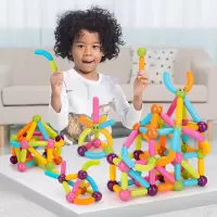 纽奇(Nukied)儿童磁力棒积木玩具益智拼搭磁性积木大颗粒磁铁早教宝宝玩具 54件套(礼盒包装)