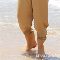 (HD)野成裕星半身无口袋连体钓鱼下水裤捕捞抓鱼背带皮叉背带里面绿色不加口袋 米黄双胶