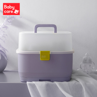 babycare婴儿奶瓶收纳箱沥水架宝宝奶瓶晾干架收纳盒带盖防尘 恩特蓝