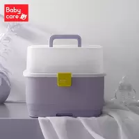 babycare婴儿奶瓶收纳箱沥水架宝宝奶瓶晾干架收纳盒带盖防尘 恩特蓝