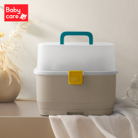 babycare婴儿奶瓶收纳箱沥水架宝宝奶瓶晾干架收纳盒带盖防尘 季风灰