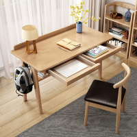 摩高空间 实木书桌新中式电脑桌家用学习桌办公桌北欧卧室学生书桌写字台 120cm(桌子+椅子套装)