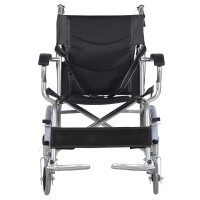 手动轮椅 折叠轻便老人轮椅车老年人助行器 16寸便携 黑色款 实心胎