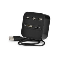 (HD)酷比客(L-CUBIC) LCHC01BK 3口 集线器 带读卡器 读卡器 (计价单位:个) 黑色