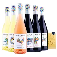 西班牙进口红酒 堂吉世家单一葡萄品种动物标6款组合葡萄酒整箱750ML*6