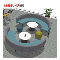 麦格尚 办公沙发MGS-JF013 现代简约 商务办公接待沙发 会客家具 休闲沙发组合(半圆沙发一个+两桌两凳)G