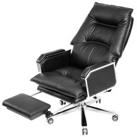 西颂 老板椅 优质真皮电脑椅 办公椅 可躺大班椅 座椅 升降转椅A119 黑色