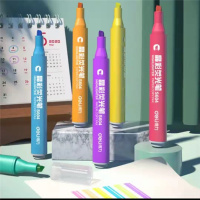 得力荧光笔可用水性记号笔6支/盒 33111