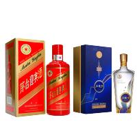 茅台 中国红迎宾 53度酱香白酒500ml单瓶+五粮梦52度浓香型白酒 500ml单瓶组合