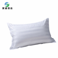 聚盛恒远 3cm缎条枕套单人纯棉白色舒适透气枕头套全棉 40支