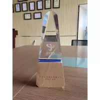 探戈(TANGO)精美水晶奖杯+激光雕刻+实木底座(105*40*270mm)