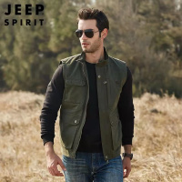 JEEP马甲4XL男户外休闲无袖棉背心男士坎肩外套上衣男JPL3576军绿