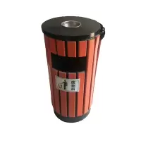 水牛头 垃圾箱 圆桶 JX-04280 镀锌烤漆+防腐木38*80