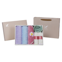 爱竹人 雏菊家用毛巾礼盒 六件套 (颜色随机)