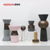 麦格尚 北欧风亚光磨砂设计陶瓷花瓶 样板房装饰插花桌面摆件 G