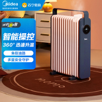 美的(Midea) 取暖器油汀智能电暖器家用节能省电大面积速热油丁电暖气加湿油酊热风机 蓝色 HYW22KRA