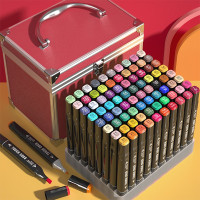 乐缔马克笔套装水彩笔绘画笔酒精性双头水性速干学生美术生专用涂鸦儿童漫画马克笔40色60色80色