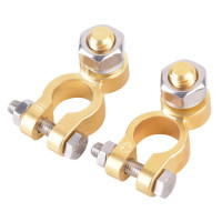 加厚黄铜汽车电瓶桩头蓄电池接头卡子接线端子电瓶夹子 一体螺丝黄铜电瓶头