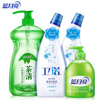蓝月亮系列厨卫清洁套装 :茶清洗洁精1KG*1+卫诺500g*2+芦荟瓶500g*1