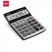 得力(deli) 1526 水晶按键12位语音计算器 闹铃功能语音计算机 格调灰