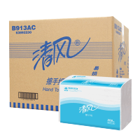 清风(Breeze)B913AC 清风单层三折擦手纸 (225mm×230mm/抽)×200抽/包×20包/箱