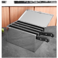 不锈钢刀架加厚带盖带锁功能刀盒厨房酒店用品收纳刀架1个