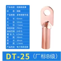 国标DT铜鼻子铜耳接头线鼻子接线端紫铜接头铜鼻紫铜线耳铜线鼻子 DT-25国标(两个)