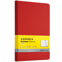 齐心(Comix)笔记本子A5皮面记事本 商务办公会议记事本日记本文具用品 红色 C5902