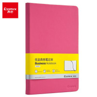 齐心(Comix)笔记本子A5皮面记事本 商务办公会议记事本日记本文具用品 玫红色 C5902