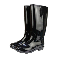 HOOJUEDS雨鞋防滑鞋底钢钉轻便防雨水工作雨鞋黑色中筒838高