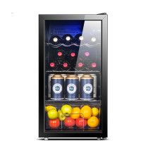 奥克斯(AUX) 家用商用迷你小型单门冰箱酒柜冷柜冰吧 恒温玻璃展示柜 总容积:90L 尺寸:450*450*831mm